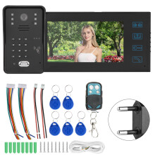 (EU Plug) 7-Zoll TFT LCD Video-Türsprechanlage Fernbedienung wasserdicht