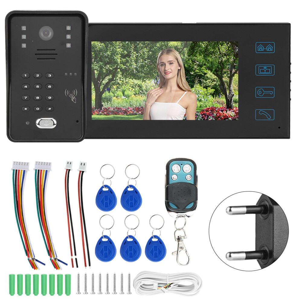 (Eu Plug) 7Inch Tft Lcd Video Door Phone Remote Password Rainproof Intercom 604725155368