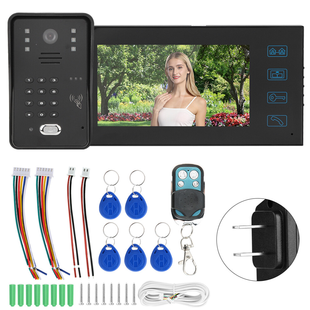 (Us Plug) 7Inch Tft Lcd Video Door Phone Remote Password Rainproof Intercom 604725155351