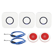 (US Plug) Caregiver Pager One Touch LED Wireless Help Device Elderly US Plug