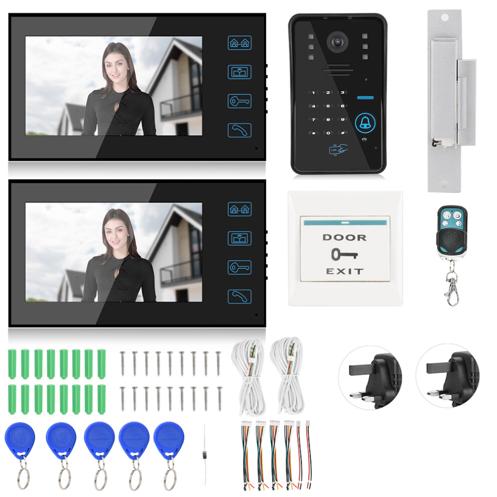 (Uk) 7In Wired Video Doorbell 2 Monitors Night Vision 604725158437