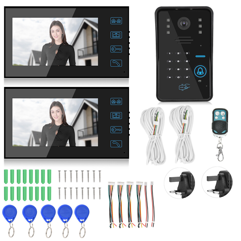 (Uk) 7In Video Doorbell Password Card 2 Monitors Night Vision 604725158444