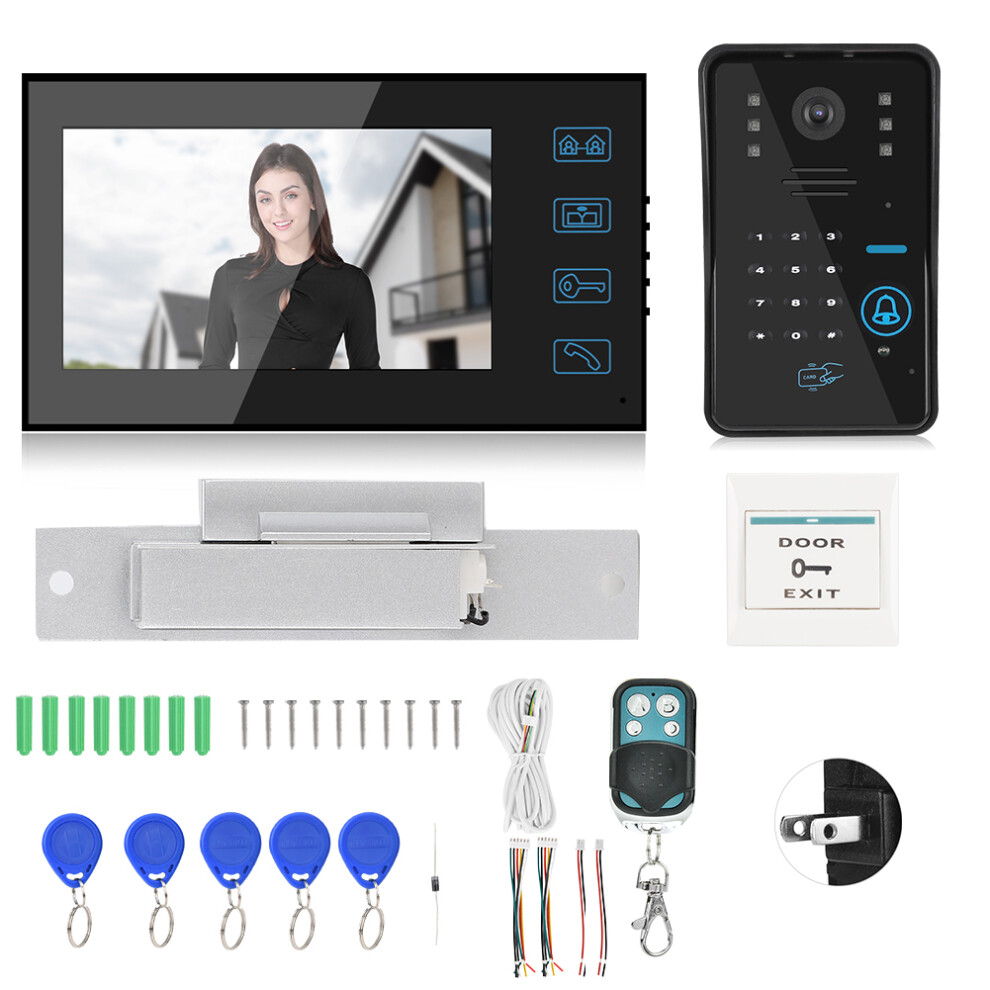 (Us) 7In Wired Video Doorphone Password Card Remote Control Access System 604725158451