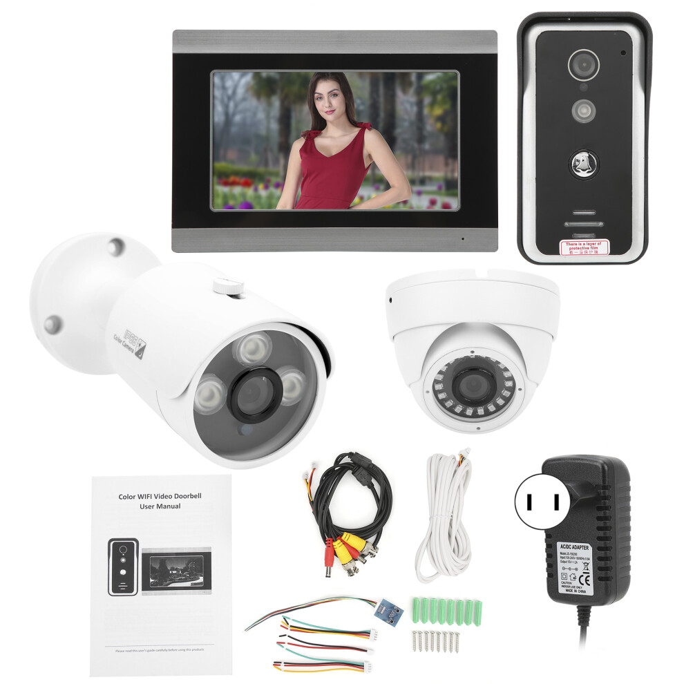 (Us Plug) Wired Wifi Video Doorphone 7In Monitor Night Vision Intercom App 2 Ahd 604725145239