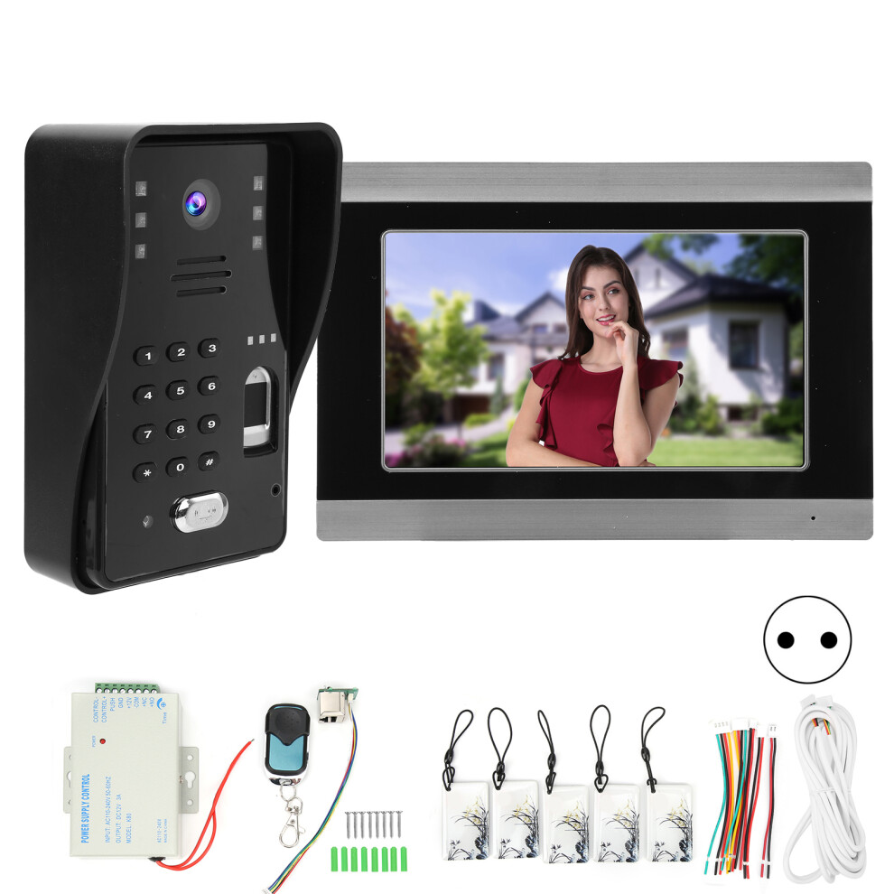 (Eu Plug) 7In Video Doorbell Wired Tuya Night Vision Fingerprint Remote Eu Plug 604725145369