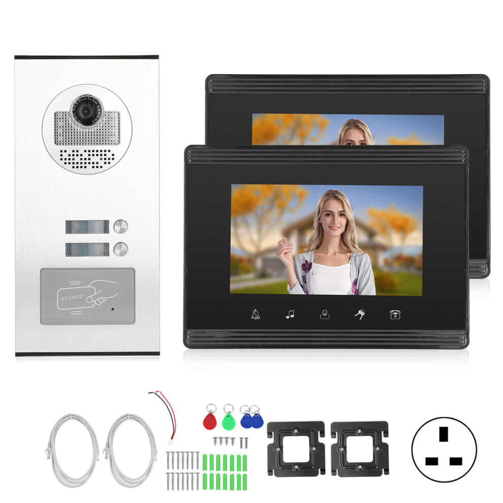 (Uk Plug) 7In Wired Doorbell Hd Tftlcd Video Intercom Monitor Rainproof 604725149008