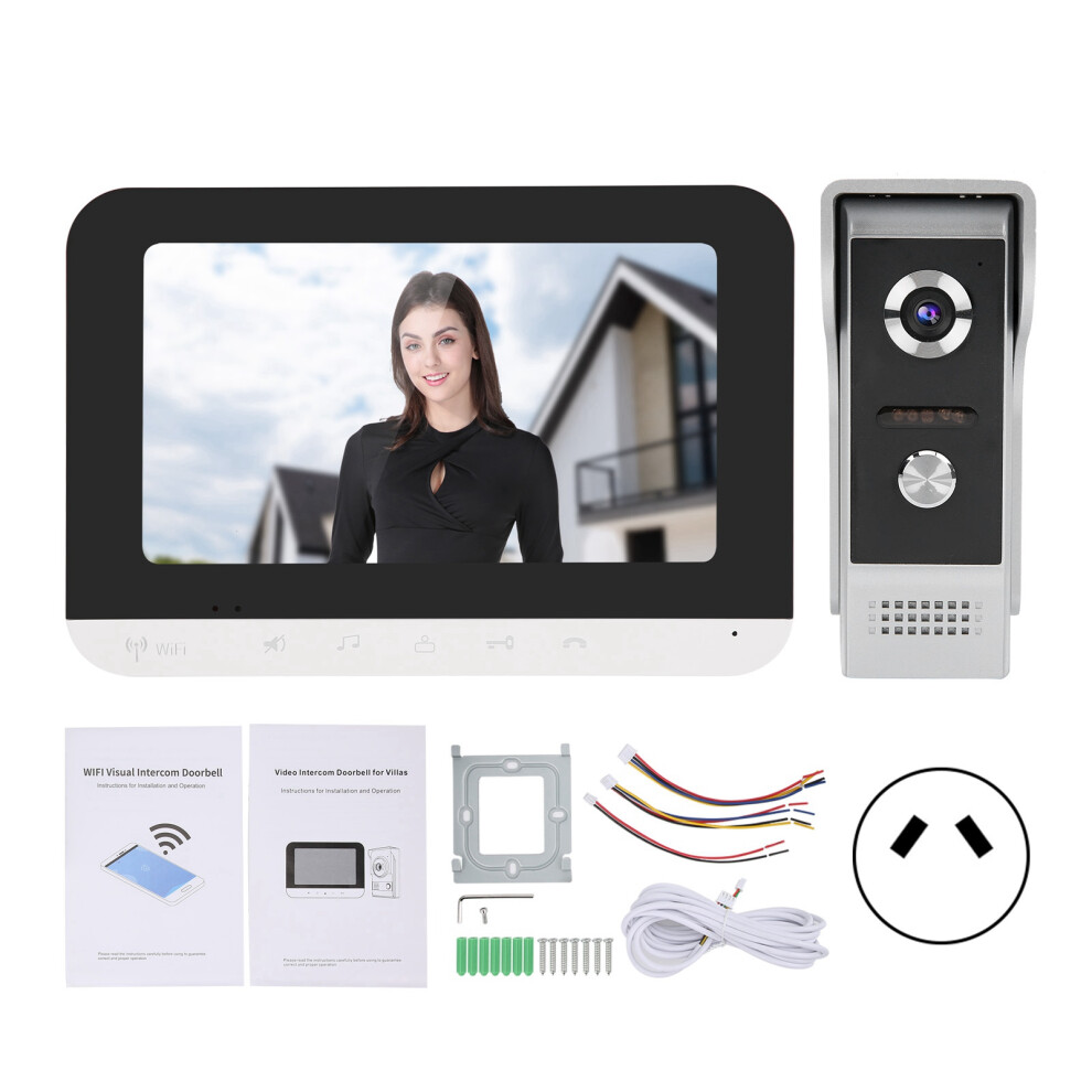 (Prise Au) 7In Tft Lcd Video Doorbell Wired Wifi Intercom Monitor Unlock 604725149718