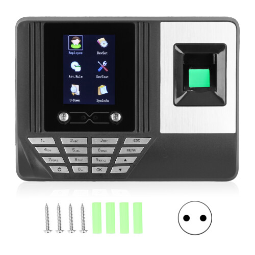 (EU Plug) 4.3in TFT Fingerprint Time Recorder 100-240V EU Plug