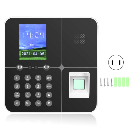(US Plug) Face Fingerprint Attendance Machine 100-240V UK Plug