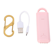 (Pink) Portable LED Safety Alarm Rechargeable Keychain Pink