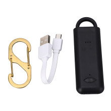 (Black) Portable LED Safety Alarm Rechargeable Keychain Pink
