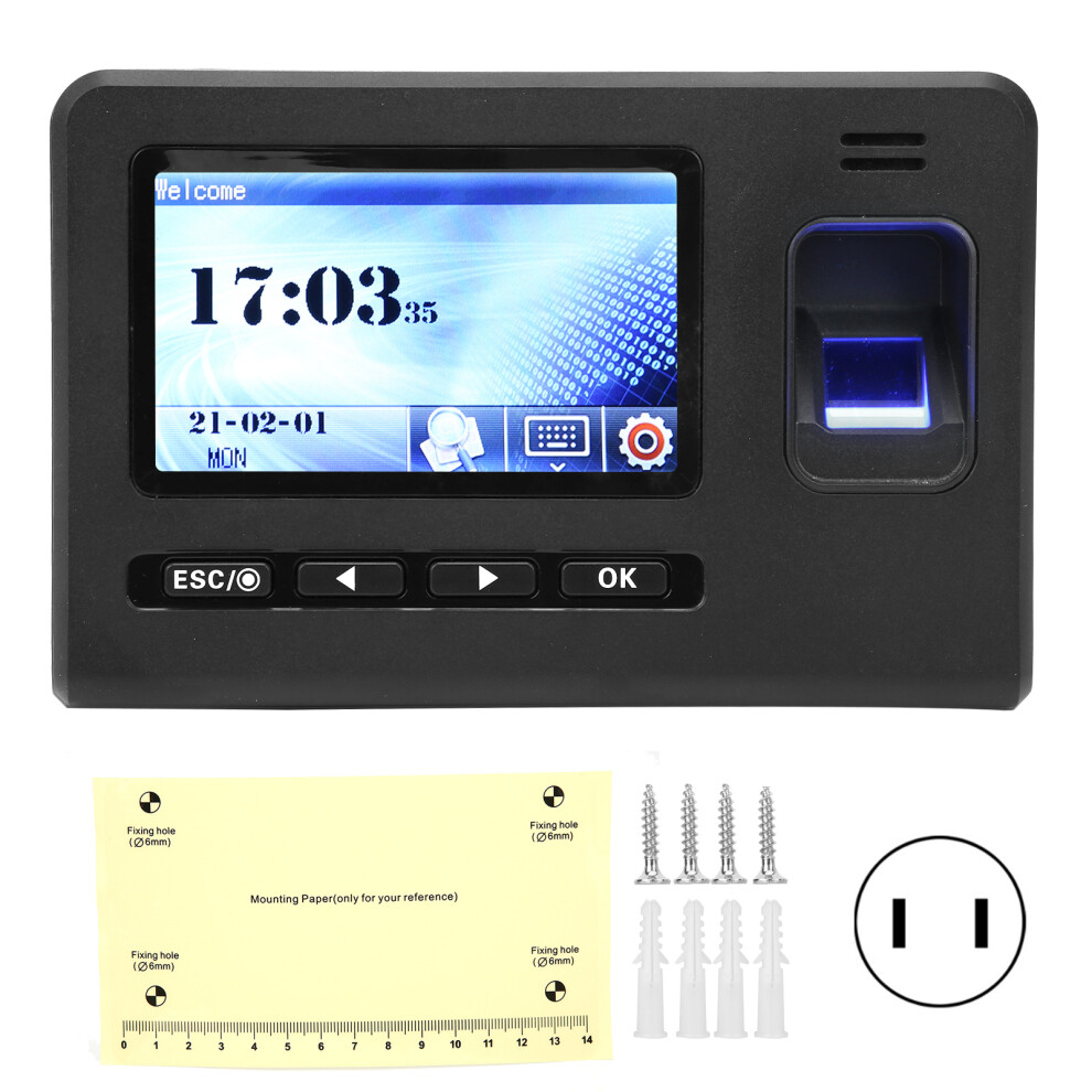 (Eu Plug) 4.3In Tft Time Attendance Fingerprint Clock 110-270V Eu Plug 604725151735