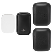 (UK Plug) Drahtlose Türklingel ABS Schwarz 150m 433MHz 2 Empfänger AC