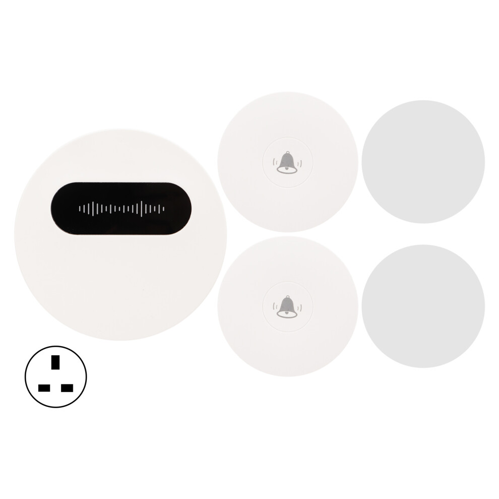 (Uk Plug) Wireless Doorbell Battery-Free 1 Receiver 2 Push Buttons Eu Plug 604725137531