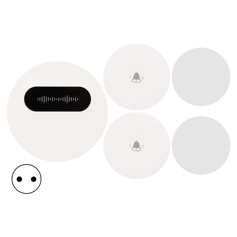 (Eu Plug) Wireless Doorbell Battery-Free 1 Receiver 2 Push Buttons Eu Plug 604725137364