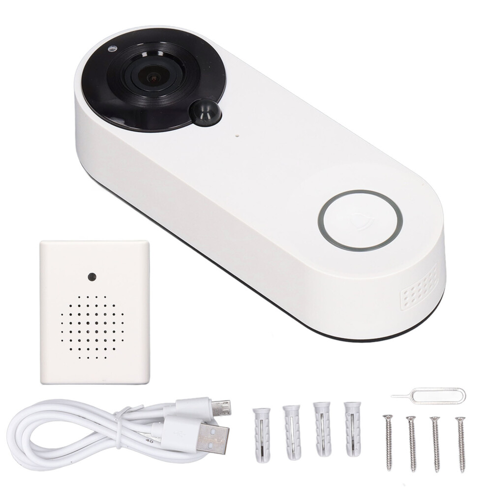 (White) 1080P Wifi Doorbell Camera Wide Pir Motion 2-Way Audio Ir Night Vision 604725138248