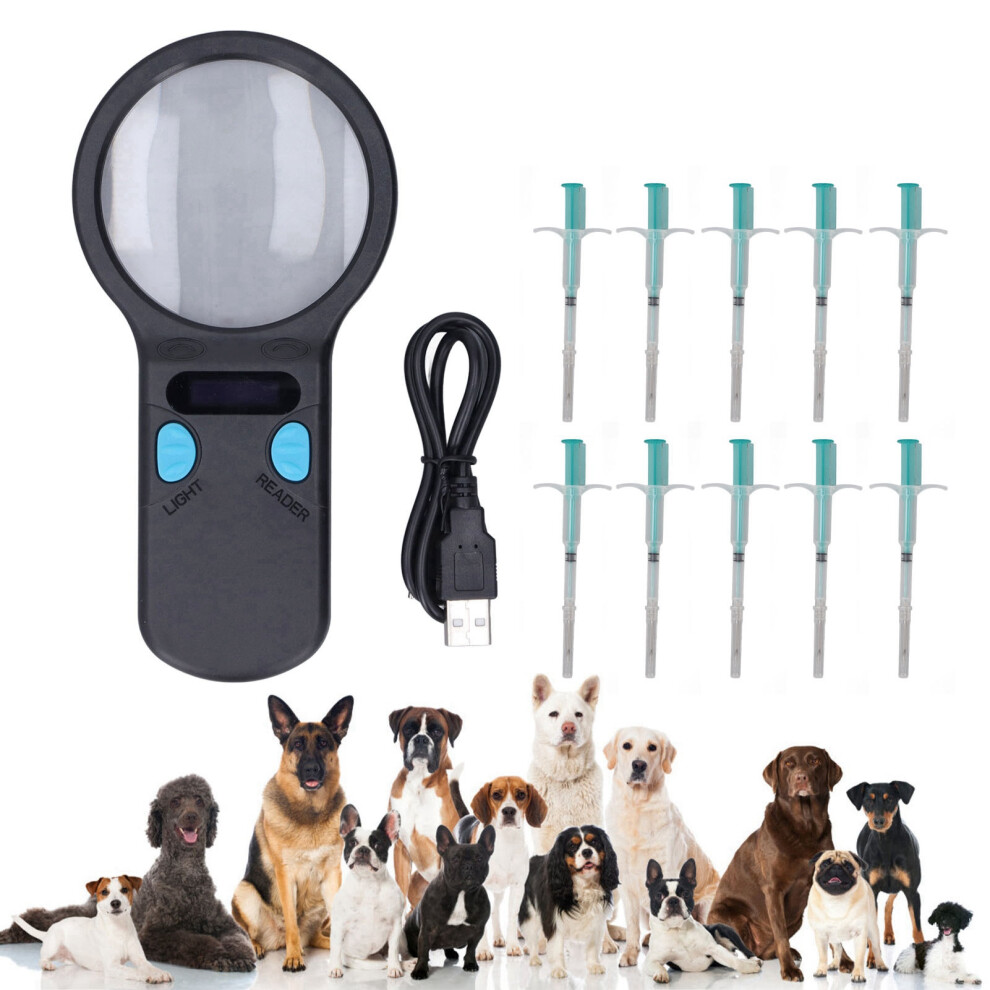 Pet Microchip Scanner Set Animal Id Chip Reader Oled Display 604725132659