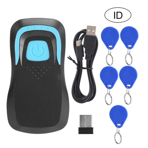 (Black ID 125Khz) Bluetooth RFID Card Reader Wireless Code Scanner with 5 Cards