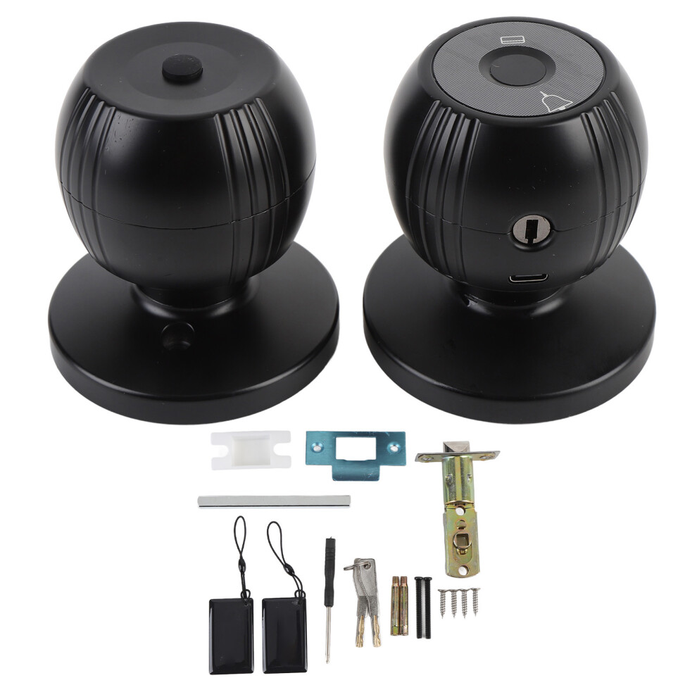 (Black) Wifi Smart Fingerprint Door Knob 5In1 Tuya App Unlock Black 604725171726