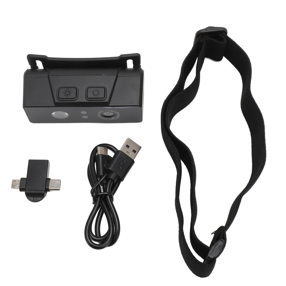 (Black) Led Headlamp Camera Gesture Sensor Wearable Body Cam Black 643505085129