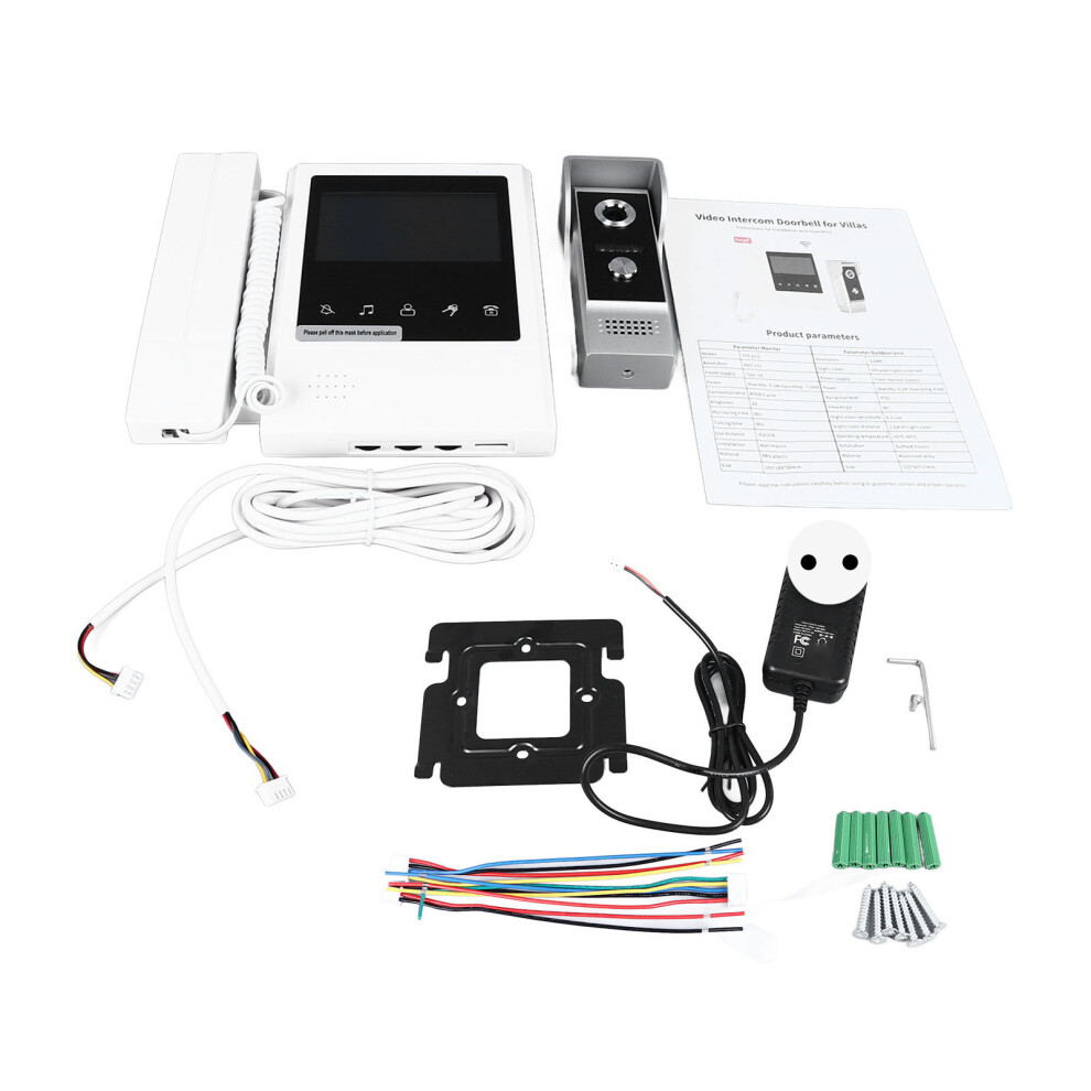 (Eu Plug) Video Intercom Doorbell Hd Wifi Night Vision 4.3In Monitor Uk Plug 604725124357