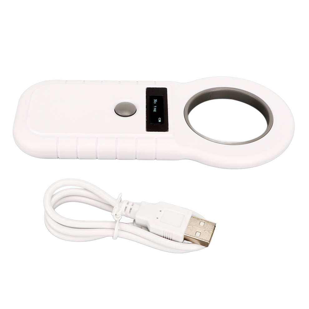 (White) Handheld Rfid Reader 134.2Khz 125Khz Animal Microchip Scanner White 604725130075