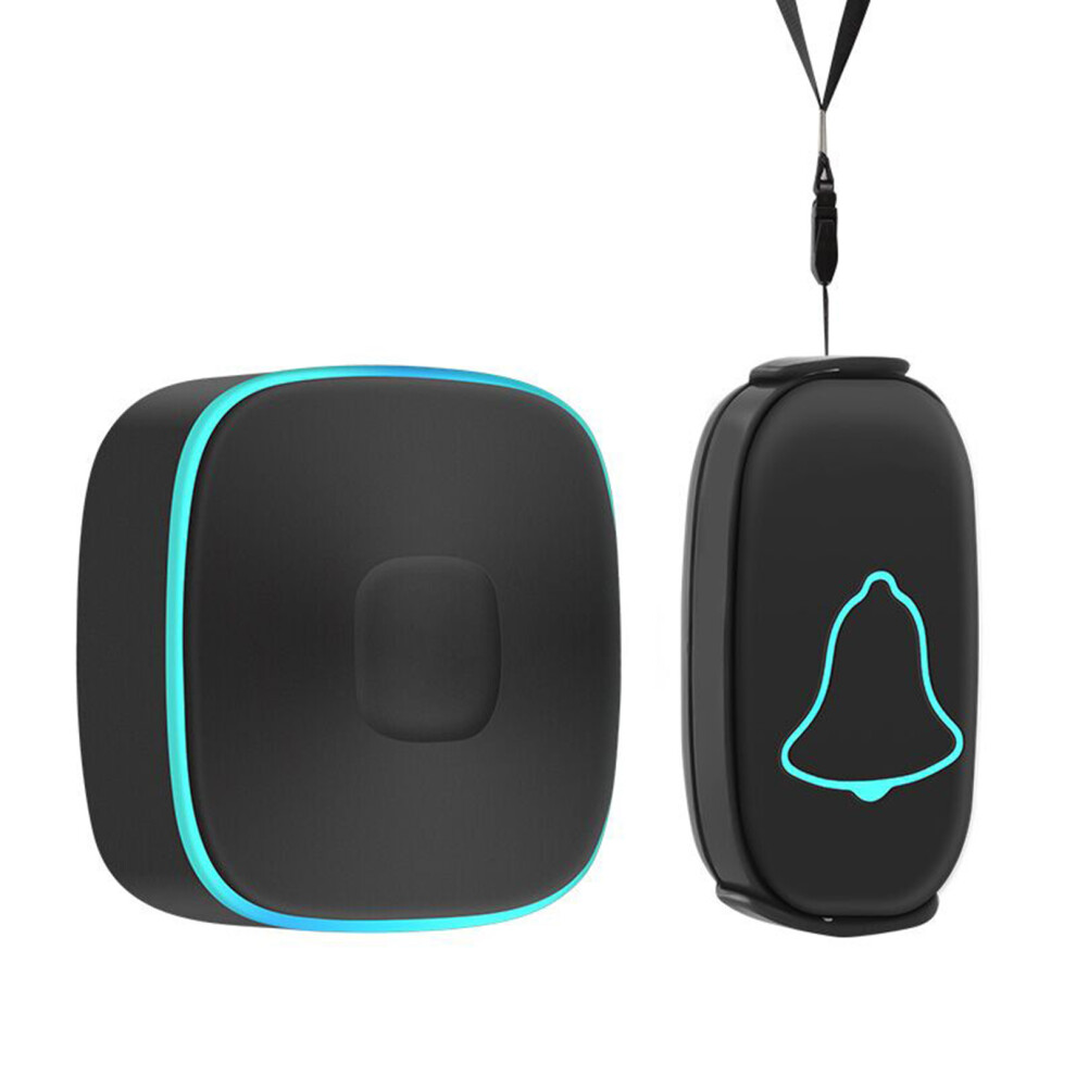 (Black) Wireless Doorbell Waterproof 1 Transmitter 1 Receiver One Button Black 604725130129