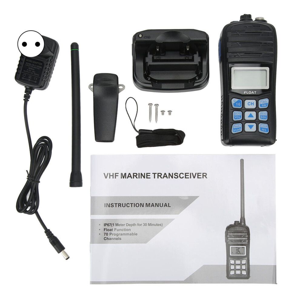 (Au Plug) Marine Walkie Talkie Ip67 Waterproof 5W Vhf Transceiver For Ships 604725137906