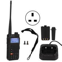 (AC220V UK Plug) Walkie-Talkie Dualband VHF/UHF Zwei-Wege-Funkgerät SOS mit Halterung