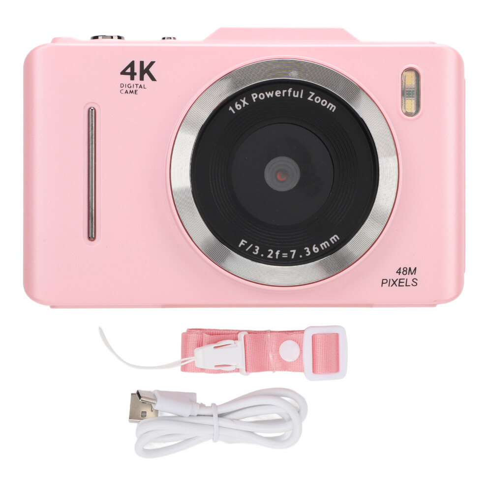 (Pink) Digital Camera 16X Zoom 48Mp 4K Video Anti Shake 2.8 Inch Pink 643505078244