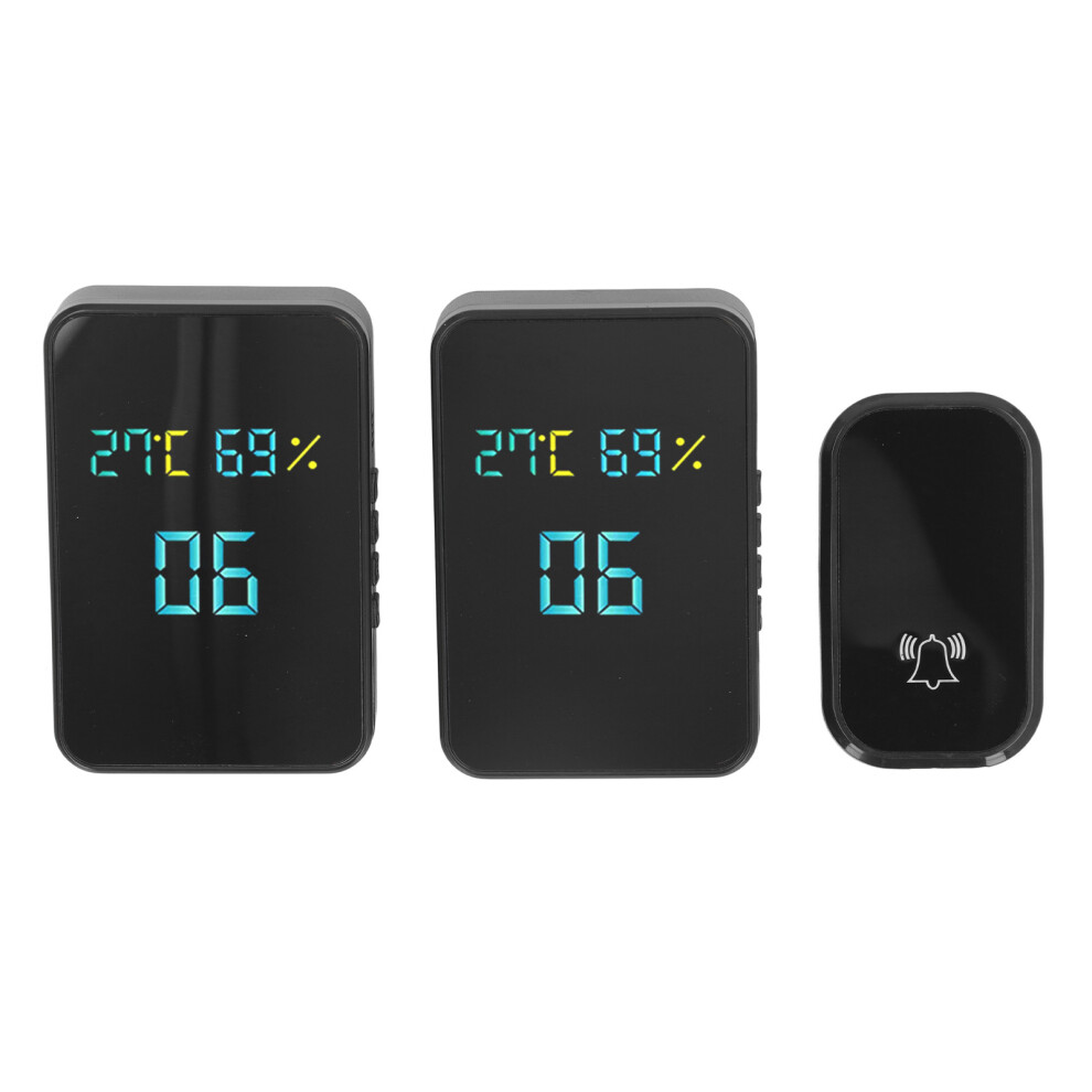 (Us Plug) Wireless Doorbell 38 Ringtones Ip44 Waterproof Temp Time Humidity 604725118875