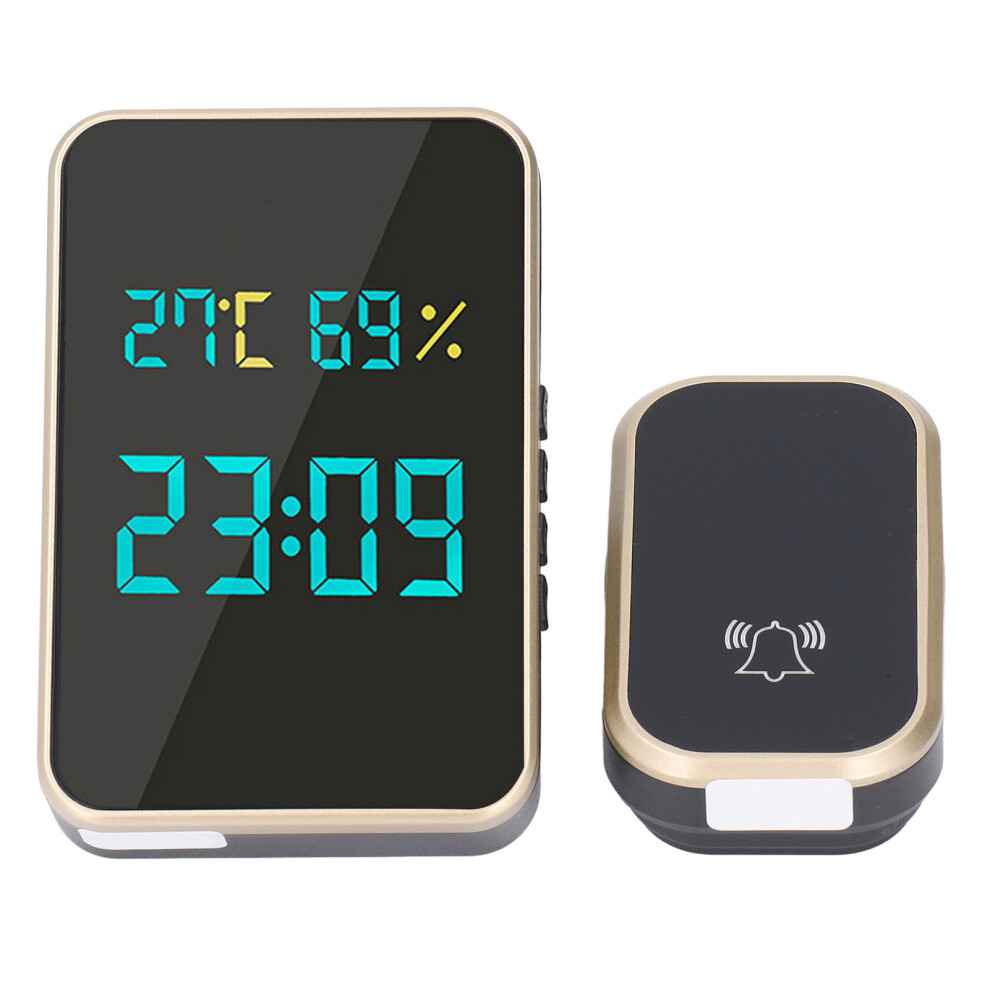 (Eu Plug) Self Powered Wireless Doorbell 38 Ringtones 4 Level Volume Black Gold 604725118899