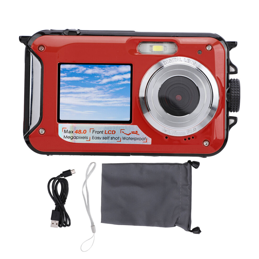 (Red) 2.7K Underwater Camera 48Mp 16X Zoom 11Ft Waterproof Red 643505077445