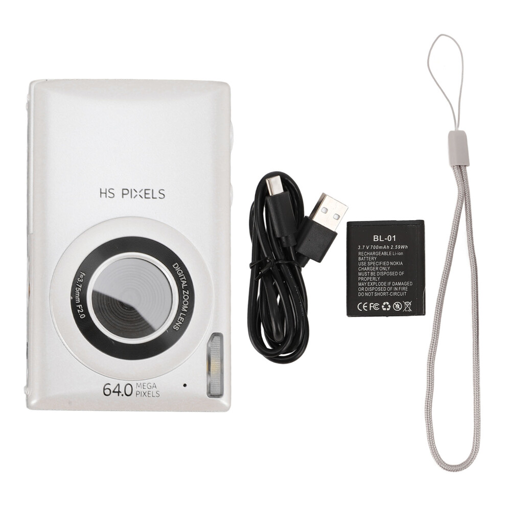 (White) 4K 64Mp Digital Camera 2.8" Screen 18X Zoom White 643505077483
