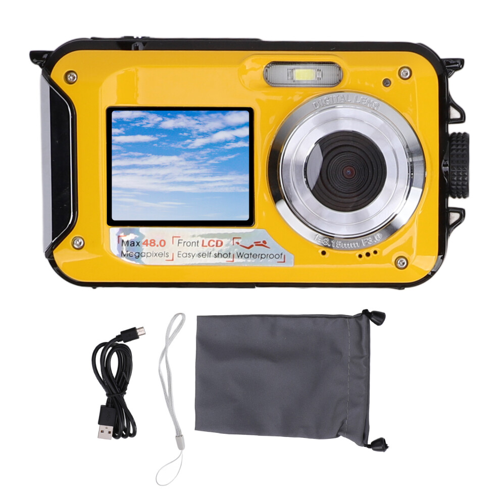 () 2.7K Underwater Camera 48Mp 16X Zoom 11Ft Waterproof Yellow/Red 643505077476