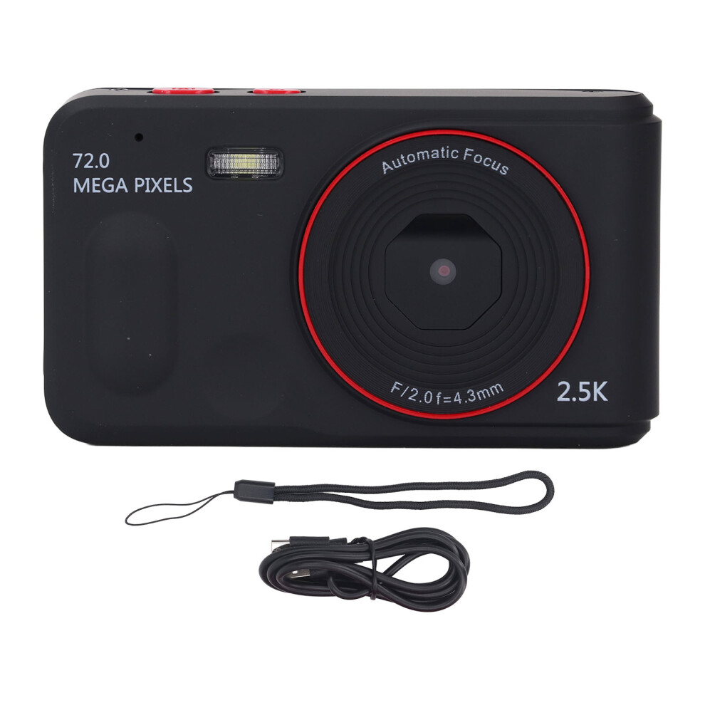 (Black) Digital Camera 72Mp 2.5K 16X Zoom Autofocus Anti-Shake 2.4" Screen Black 643505077797