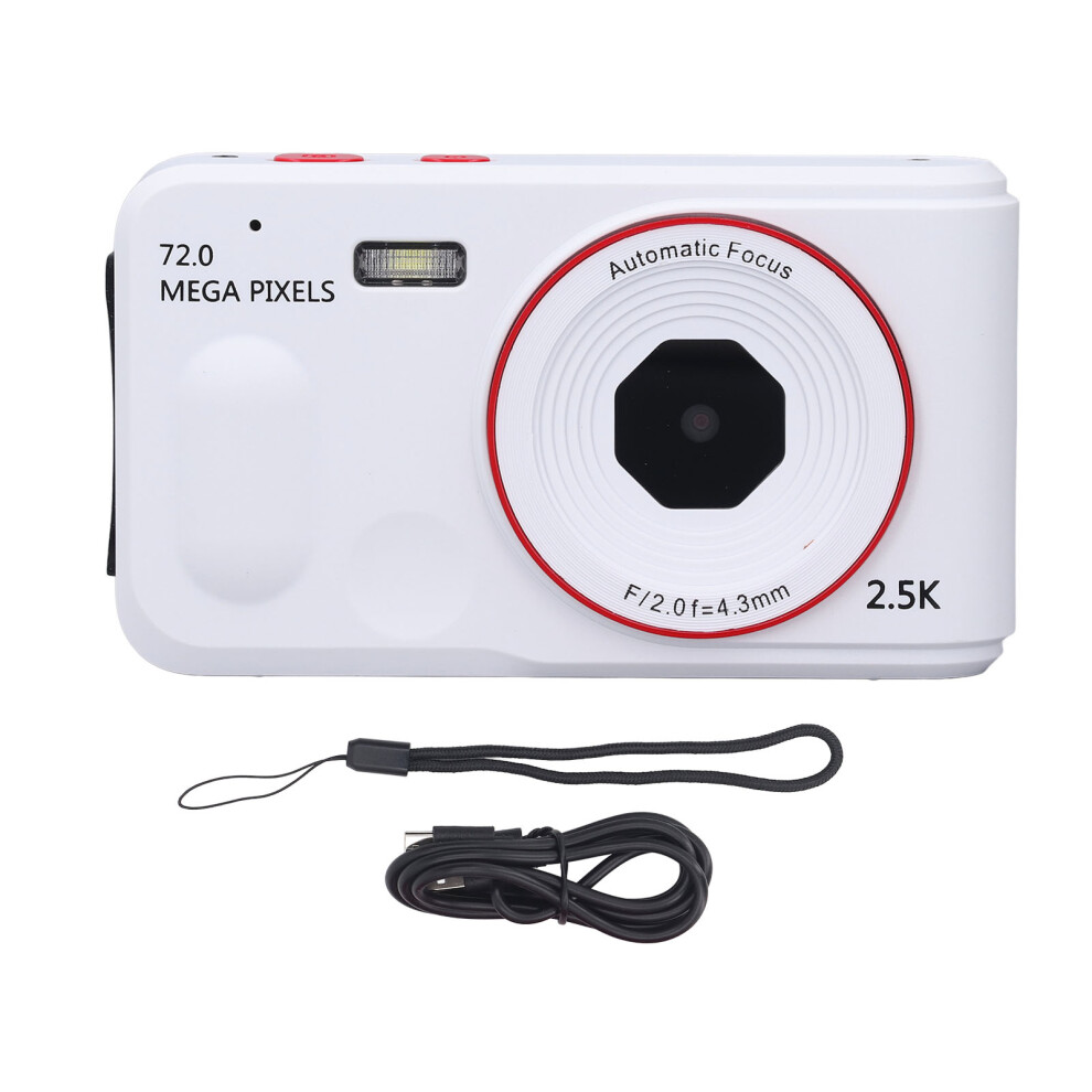 (White) Digital Camera 72Mp 2.5K 16X Zoom Autofocus Anti-Shake 2.4" Screen White 643505077810