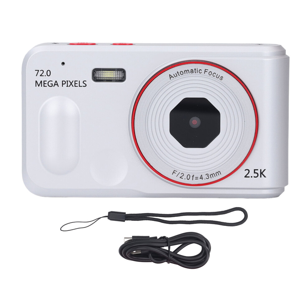 (Silver) Digital Camera 72Mp 2.5K 16X Zoom Autofocus Anti-Shake 2.4" Screen Silver 643505077827
