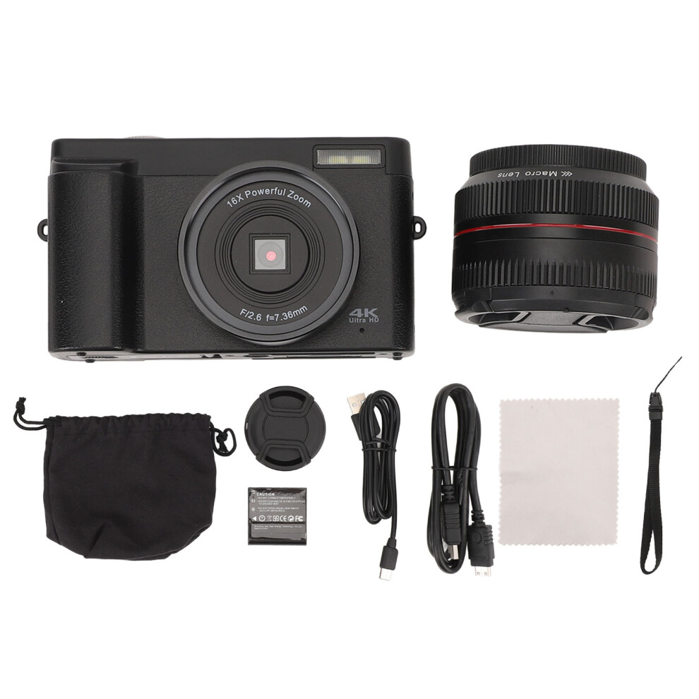 4K Digital Camera 3 Inch Flip 48Mp Auto Focus Anti Shaking Vlogging 643505079852