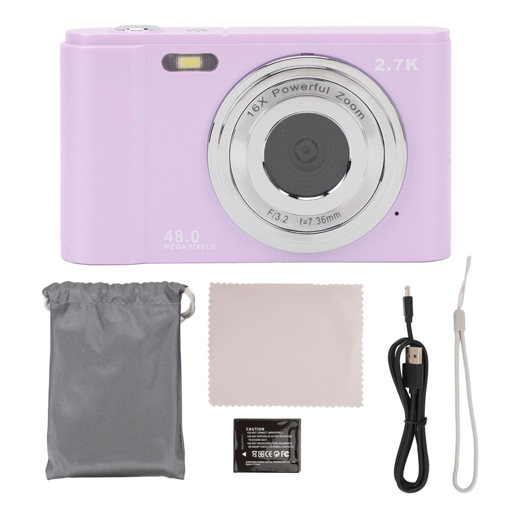 ( Purple) Digital Camera 48Mp Hd 16X Zoom 2.7K Vlogging Compact Light/Purple 643505079869