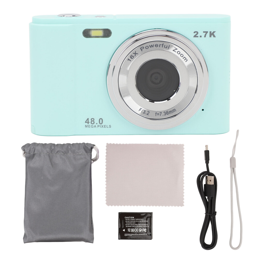 ( Green) Digital Camera 48Mp Hd 16X Zoom 2.7K Vlogging Compact Purple Light/Green 643505079876