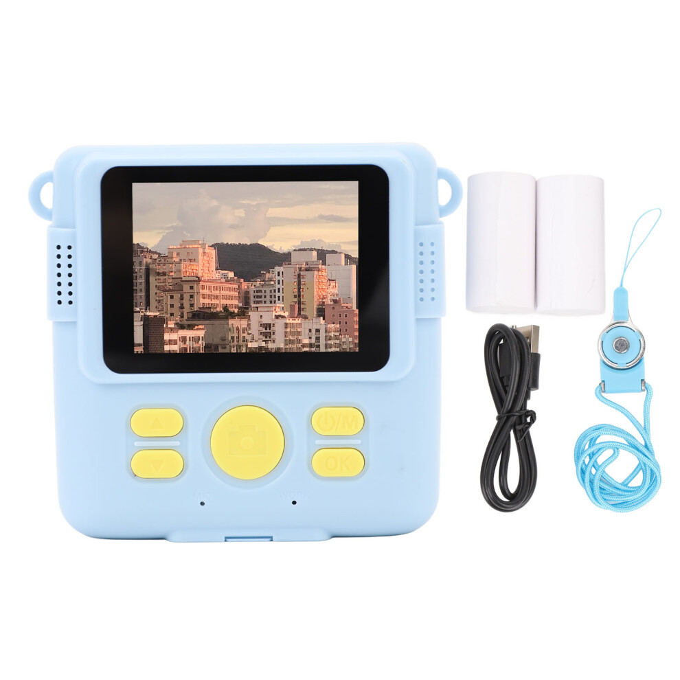 (Blue) Instant Print Camera 2.4 Inch 1080P 16X Zoom Thermal Print Mp3 Blue 643505078121