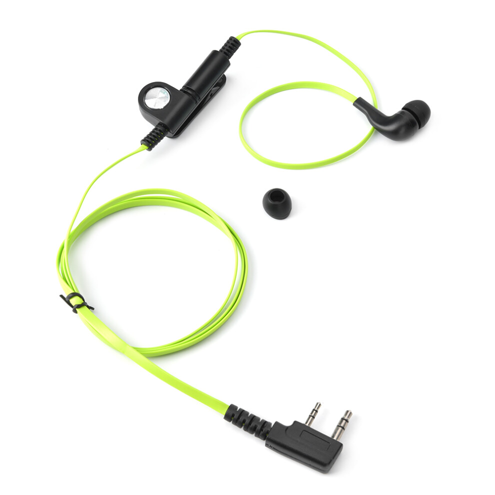 () Two Way Radio Earphone Ptt Microphone For Kenwood Baofeng Green/White 604725156433
