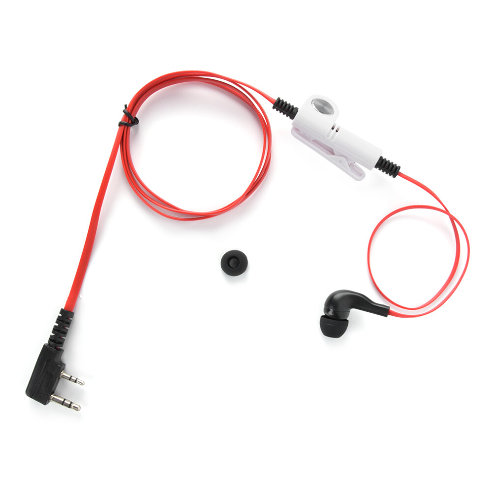 () Two Way Radio Earphone Ptt Microphone For Kenwood Baofeng Red/White 604725156402