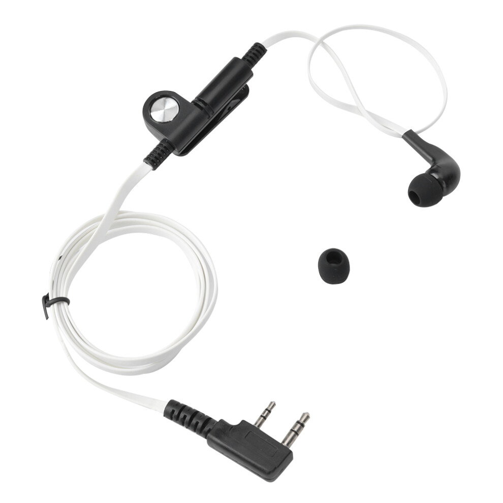 (White) Two Way Radio Earphone Ptt Microphone For Kenwood Baofeng White 604725156396