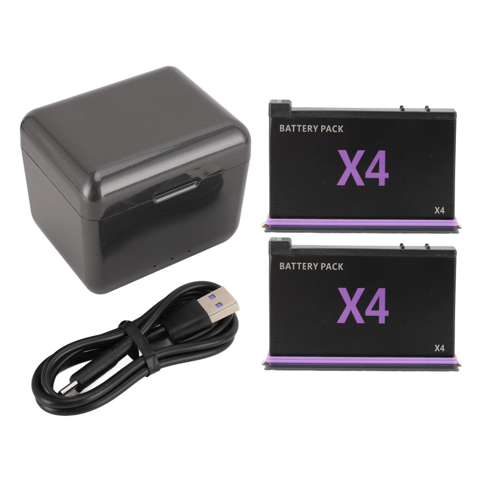 3 Slot Battery Charger For X4 With Type C Cable 2500Mah 2 Batteries 643505080278