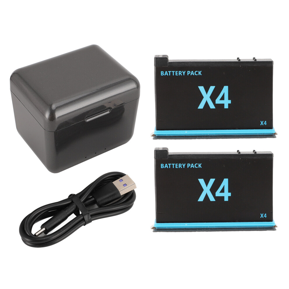 Action Camera Battery Charger X4 3 Slot Type C 2500Mah 2 Batteries 643505080285