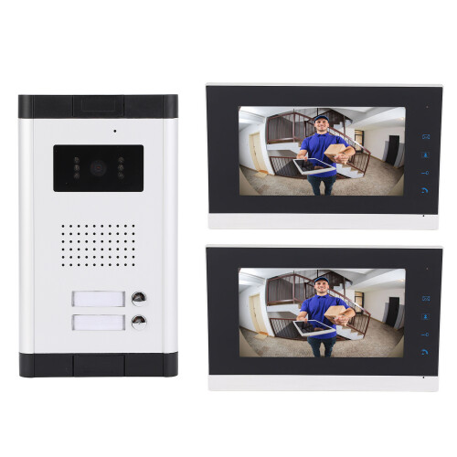 (EU Plug AC100-240V) Video-Intercom mit IR-Nachtsicht, 2 Einheiten, 7 Zoll, EU-Stecker 1