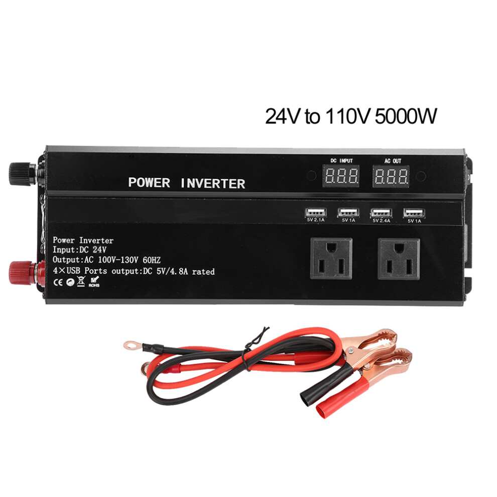 (24V To 110V 5000W) 12V/24V To Car Solar Voltage Inverter 3000W 4000W 5000W Black 604725159823