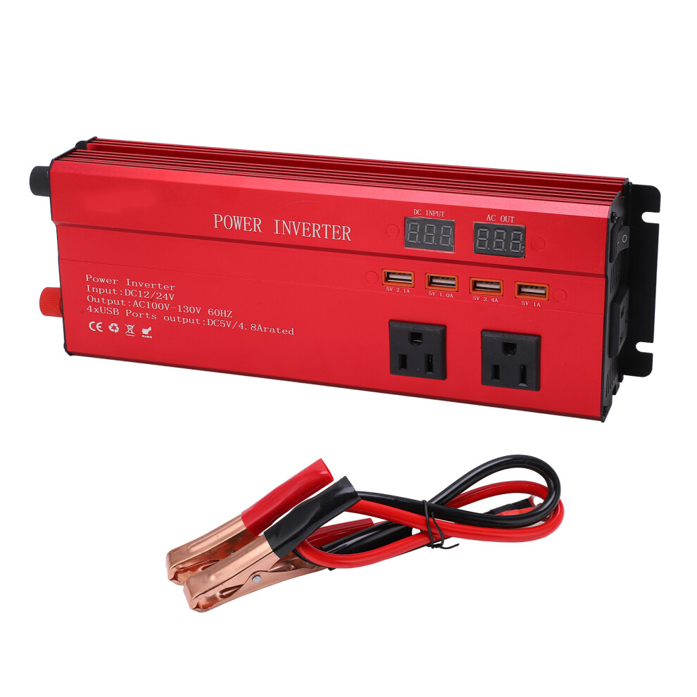 (12V To 110V 5000W) Aluminum Alloy Solar Inverter 3000W-5000W Usb Red 604725159816